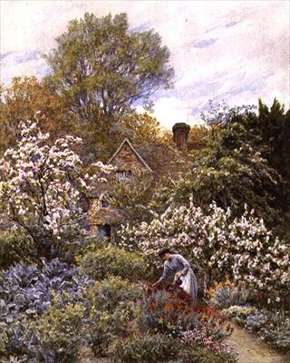 Ogród na wiosnę (akwarela) autorstwa Helen Allingham