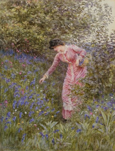 Gathering Bluebells (wc z kolorem nadwozia na papierze) autorstwa Helen Allingham