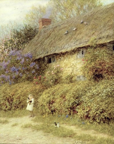 Stary domek w Freshwater, Isle of Wight (akwarela na papierze) autorstwa Helen Allingham