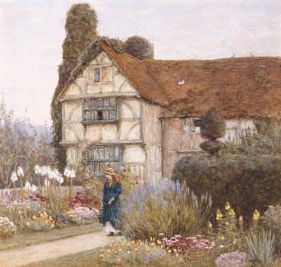 Stary Dwór (akwarela z wydrapaniem) autorstwa Helen Allingham