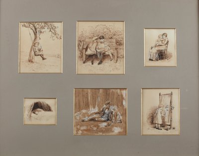 Rymy dla młodzieży (pisak w sepii i pranie na papierze) autorstwa Helen Allingham