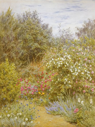 Róże w Surrey Garden (wc na papierze) autorstwa Helen Allingham