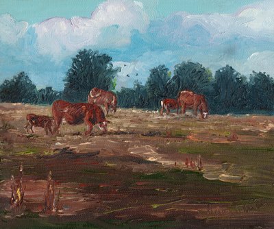 Pasące się krowy, 2008 autorstwa Helen White