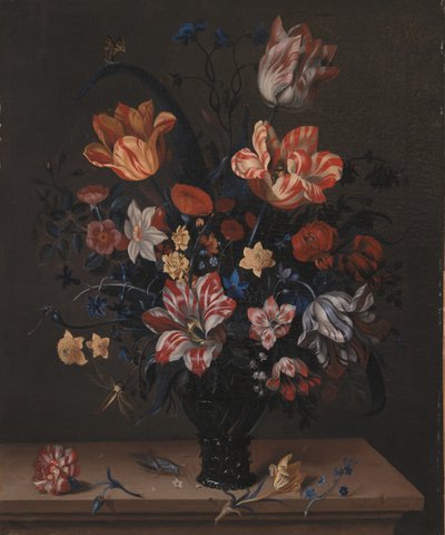 Tulipany i inne kwiaty w kieliszku autorstwa Helena Roouers