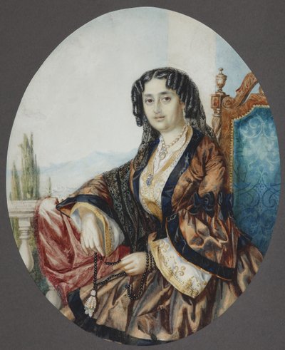 Portret księżniczki Nino Aleksandrowny Gribojedowej z domu Czawczawadze, 1856 r. autorstwa Helene Franken