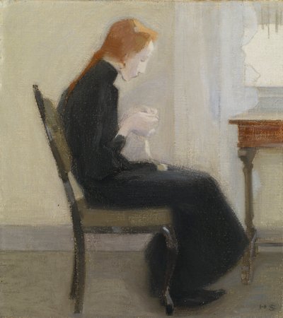 Dziewczyna szydełkująca - Dziewczyna szydełkująca, Schjerfbeck, Helene (1862-1946). olej na płótnie autorstwa Helene Schjerfbeck