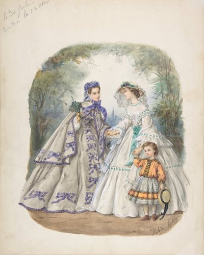 Ilustracja do francuskiego magazynu o modzie, ca. 1862. autorstwa Heloise Leloir