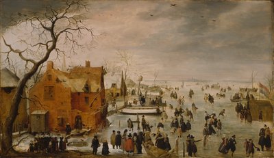Niderlandzki: IJslandschap / Łyżwiarstwo Zimowy krajobraz z licznymi łyżwiarzami autorstwa Hendrick Avercamp