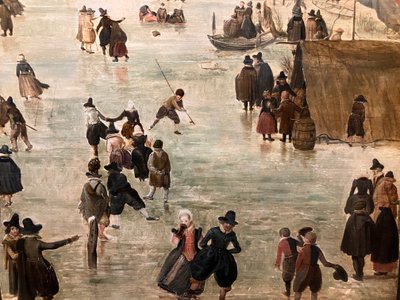Niderlandzki: IJslandschap / Łyżwiarstwo Zimowy krajobraz z licznymi łyżwiarzami autorstwa Hendrick Avercamp