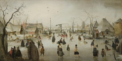 Holenderski: rozrywka na lodzie w wiosce Ice Scene autorstwa Hendrick Avercamp