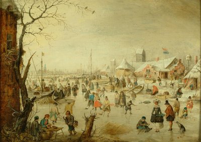 Holenderski: Zimowy krajobraz z łyżwiarzami Scena na lodzie autorstwa Hendrick Avercamp