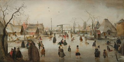 Jazda na łyżwach w wiosce autorstwa Hendrick Avercamp