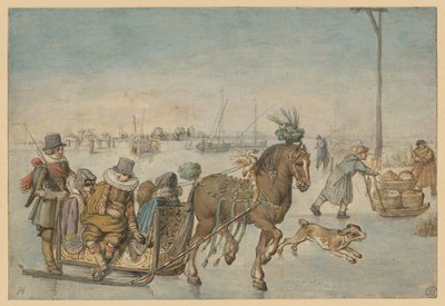 Sanie konne na lodzie autorstwa Hendrick Avercamp