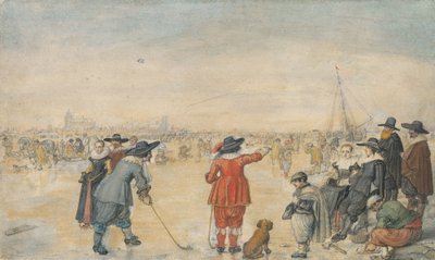 Zimowe Igrzyska na zamarzniętej rzece Ijssel autorstwa Hendrick Avercamp