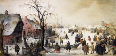 Scena zimowa na kanale autorstwa Hendrick Avercamp