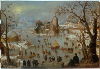 Zimowy krajobraz z łyżwiarzami autorstwa Hendrick Avercamp
