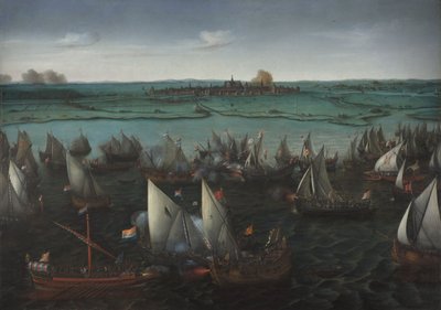 Bitwa między holenderskimi i hiszpańskimi statkami na Haarlemmermeer, ok. 1629 (olej na płótnie) autorstwa Hendrick Cornelisz. Vroom