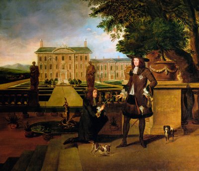 Jan Róża, Królewski Ogrodnik, wręcza Karolowi II ananasa, XVII w. autorstwa Hendrick Danckerts