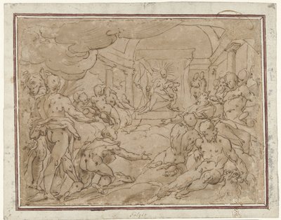 Faeton prosi Apolla o słoneczny rydwan autorstwa Hendrick Goltzius (school of)