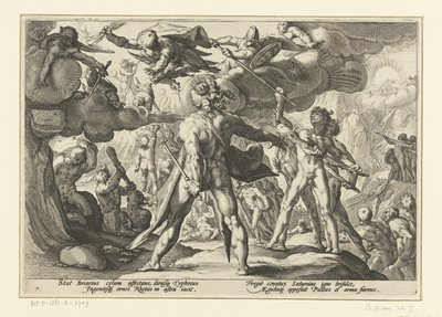 Atak Gigantów na Świat Bogów Metamorfozy Owidiusza (tytuł serii) autorstwa Hendrick Goltzius (workshop of)