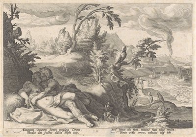 Apollo i Coronis Metamorfosen van Ovidius (tytuł serii) autorstwa Hendrick Goltzius (workshop of)