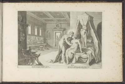 Apollo uwodzi Leucotheę Metamorfozy Owidiusza (tytuł serii) Odtworzenia P. Ovidiusa Naso (tytuł serii) autorstwa Hendrick Goltzius (workshop of)