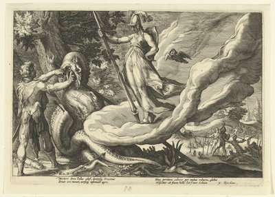 Cadmus sieje zęby smoka Metamorfozy Owidiusza (tytuł serii) autorstwa Hendrick Goltzius (workshop of)
