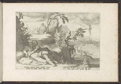 Corvus łapie dziewczynę Coronis Metamorfozy Owidiusza (tytuł serii) Odtworzenia P. Ovidiusa Naso (tytuł serii) autorstwa Hendrick Goltzius (workshop of)