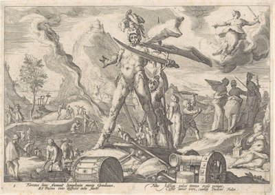Epoka żelaza Metamorfozy Owidiusza (tytuł serii) autorstwa Hendrick Goltzius (workshop of)