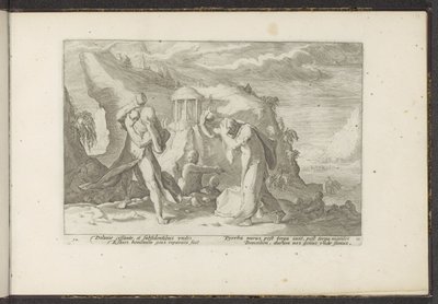 Deucalion i Pyrrha tworzą nową rasę ludzką Metamorfozy Owidiusza (tytuł serii) Odtworzenia P. Ovidiusa Naso (tytuł serii) autorstwa Hendrick Goltzius (workshop of)