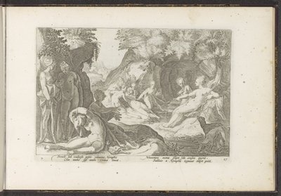 Diana odkrywa ciążę Callisto . Metamorfozy Owidiusza (tytuł serii) Odtworzenia P. Ovidiusa Naso (tytuł serii) autorstwa Hendrick Goltzius (workshop of)