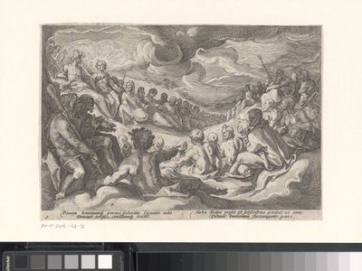 Jowisz prosi bogów olimpijskich o radę Metamorfozy Owidiusza (tytuł serii) autorstwa Hendrick Goltzius (workshop of)