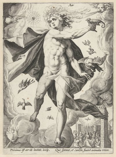 Niebo Aer (tytuł na obiekcie) Cztery Żywioły (tytuł serii) autorstwa Hendrick Goltzius (workshop of)