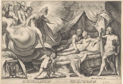 Mars i Wenus zaskoczeni Apollo Metamorfozy Owidiusza (tytuł serii) autorstwa Hendrick Goltzius (workshop of)
