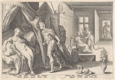 Merkury odwiedza Herse Metamorfozy Owidiusza (tytuł serii) autorstwa Hendrick Goltzius (workshop of)