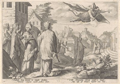 Mercurius en Herse Metamorfosen van Ovidius (tytuł serii) autorstwa Hendrick Goltzius (workshop of)