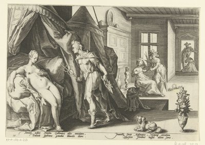 Mercurius w aparacie Herses Metamorfozy Owidiusza (tytuł serii) autorstwa Hendrick Goltzius (workshop of)