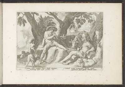 Merkury gra na flecie dla Argus Metamorfozy Owidiusza (tytuł serii) Odtworzenia P. Ovidiusa Naso (tytuł serii) autorstwa Hendrick Goltzius (workshop of)