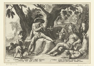 Merkury gra na flecie dla Argus Metamorfozy Owidiusza (tytuł serii) autorstwa Hendrick Goltzius (workshop of)