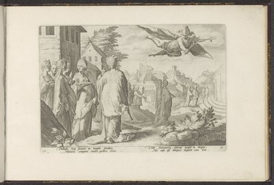 Merkury zakochuje się w Herse Metamorfozy Owidiusza (tytuł serii) Odtworzenia P. Ovidiusa Naso (tytuł serii) autorstwa Hendrick Goltzius (workshop of)
