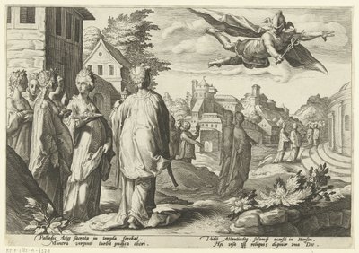 Merkury zakochuje się w Herse Metamorfozy Owidiusza (tytuł serii) autorstwa Hendrick Goltzius (workshop of)