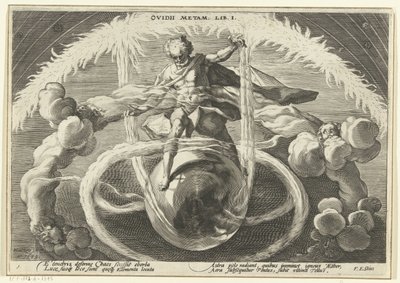 Porządek w chaosie Stworzenie czterech żywiołów Metamorfozy Owidiusza (tytuł serii) autorstwa Hendrick Goltzius (workshop of)