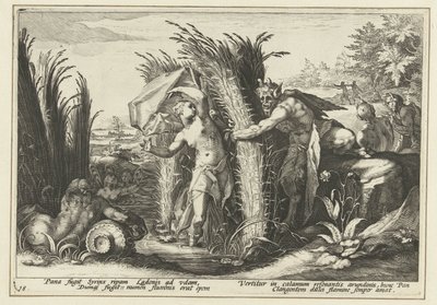 Pan en Syrigs Metamorfozy Owidiusza (tytuł serii) autorstwa Hendrick Goltzius (workshop of)