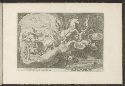 Phaethon jeździ na rydwanie swojego ojca Metamorfozy Owidiusza (tytuł serii) Odtworzenia P. Ovidiusa Naso (tytuł serii) autorstwa Hendrick Goltzius (workshop of)