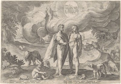 Prometeusz tworzy pierwszego człowieka Metamorfozy Owidiusza (tytuł serii) autorstwa Hendrick Goltzius (workshop of)