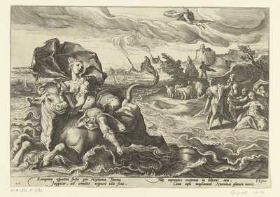 Furgon dachowy Europa Metamorfosen Ovidiusa (tytuł serii) autorstwa Hendrick Goltzius (workshop of)