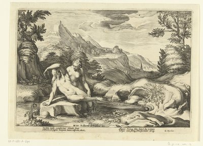 Salmacis i Hermafrodyt Metamorfosen Owidiusza (tytuł serii) autorstwa Hendrick Goltzius (workshop of)