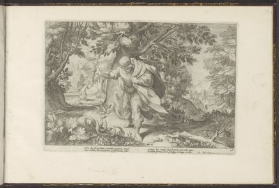 Tiiresias uderza w dwa parujące się węże Metamorfozy Owidiusza (tytuł serii) Odtworzenia P. Ovidiusa Naso (tytuł serii) autorstwa Hendrick Goltzius (workshop of)