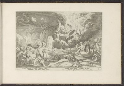 Val van Phaethon Metamorfozy Owidiusza (tytuł serii) Herescheppingen van P. Ovidius Naso (tytuł serii) autorstwa Hendrick Goltzius (workshop of)