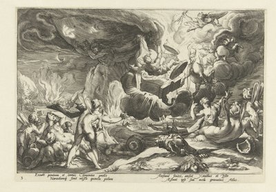 Val van Phaethon Metamorfosen Ovidiusa (tytuł serii) autorstwa Hendrick Goltzius (workshop of)